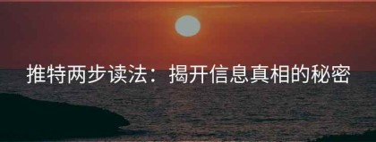 推特两步读法：揭开信息真相的秘密