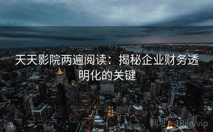 天天影院两遍阅读：揭秘企业财务透明化的关键